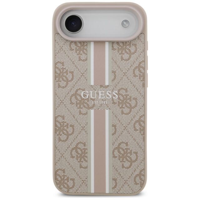 Case Guess 4G Printed Stripes MagSafe for iPhone Air pink - imagine 3