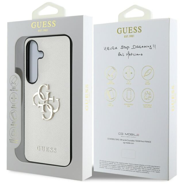 Case Guess Grained Big 4G Logo Small Classic Logo for Samsung Galaxy S25 beige - imagine 8