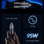 USAMS car charger C36 USB+USB-C 95W Fast Charge black CC176CC01 (US-CC176) - imagine 4