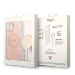 Guess Set GUBPP14SH4EACSP Case+ Charger iPhone 14 / 15 / 13 6,1" pink hard case 4G Print Ma - imagine 10