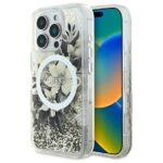 Guess GUHMP16XLFMWTE iPhone 16 Pro Max 6.9" beige hardcase Liquid Glitter Flower MagSafe