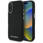 Case Karl Lagerfeld Saffiano Full Wrapped Elongated Metal Logo MagSafe for iPhone 16 black