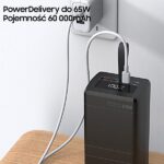 AWEI PowerBank P171K 60000mAh 65W black USB/2xPD display - imagine 4