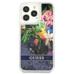 Guess GUHCP13LLFLSB iPhone 13 Pro / 13 6,1" blue hardcase Flower Liquid Glitter - imagine 3