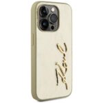 Case Karl Lagerfeld Wrinkled Metal Signature for iPhone 15 Pro gold - imagine 4