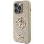 Guess GUHCP15LHG4SGD iPhone 15 Pro 6.1" gold hardcase Glitter Script Big 4G - imagine 2
