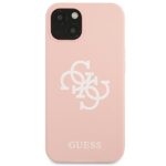 Guess GUHCP13MLS4GWPI iPhone 13 / 14 / 15 6,1" pink hard case Silicone 4G Logo - imagine 3