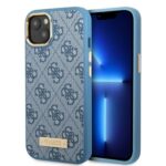 Guess GUHMP13MU4GPRB iPhone 13 / 14 / 15 6.1" blue hard case 4G Logo Plate MagSafe
