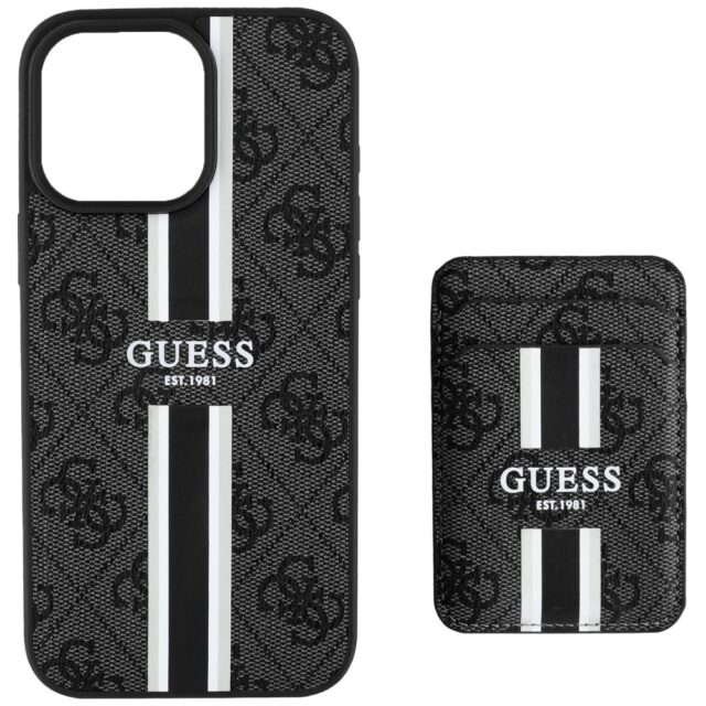 Case Guess 4G Stripes with wallet Magsafe for iPhone 16 Pro Max black - imagine 3