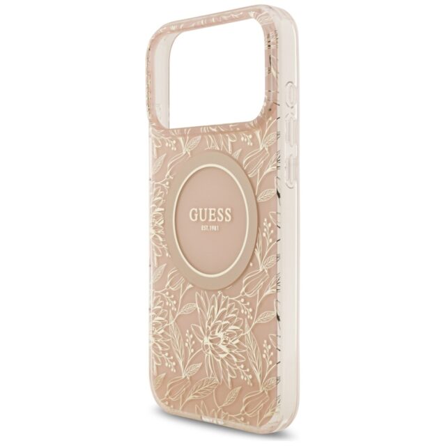 Guess IML Flowers Electro Pearl Strap MagSafe Case for iPhone 17 Pro Max Pink - imagine 6