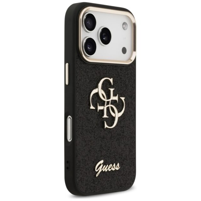 Guess Fixed Glitter Big 4G Metal Frame case for iPhone 17 Pro black - imagine 4