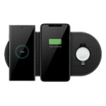 UNIQ Aereo Plus Wireless Charger 3in1 30W Fast charge obisdian knit black (LITHOS Collective) - imagine 4