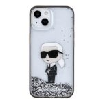 Karl Lagerfeld KLHCP15SLKKNSK iPhone 15/ 14 / 13 6.1" transparent hardcase Liquid Glitter Ikonik - imagine 3