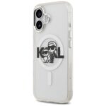 Karl Lagerfeld IML Glitter Karl & Choupette Sketch Logo MagSafe Case for iPhone 17 Clear - imagine 2