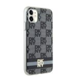 DKNY DKHMN61HCPTSK iPhone 11 / Xr 6.1 inch black hardcase IML Checkered Mono Pattern & Printed Strip - imagine 4