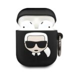 Karl Lagerfeld KLACCSILKHBK AirPods cover black Silicone Ikonik - imagine 2