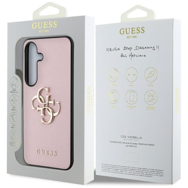 Case Guess Grained Big 4G Logo Small Classic Logo to Samsung Galaxy S25 pink - imagine 8