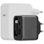 Wall charger Energea Ampcharge Arc 65 USB-A/USB-C + retractable USB-C cable PD/PPS/QC3.0 GaN gunmeta - imagine 4