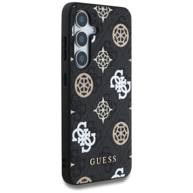 Case Guess 4G Printed Colored Peony Pattern MagSafe to Samsung Galaxy S25 black - imagine 4