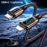 USAMS Braided Cable U78 USB-C to Lightning LED 1.2m 20W PD Fast Charge white SJ545USB02 (US-SJ) - imagine 5