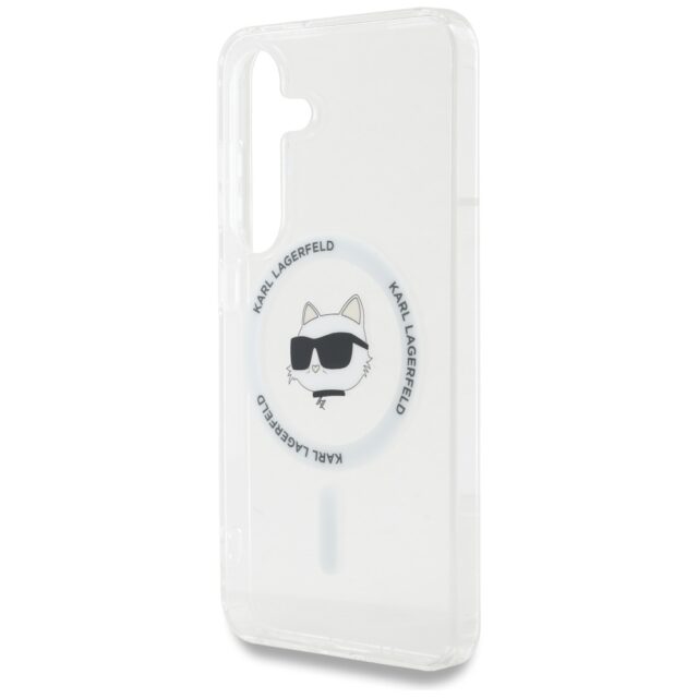 Case Karl Lagerfeld Button Choupette Head Printed Logo MagSafe Samsung Galaxy S25+ white - imagine 6