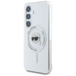 Case Karl Lagerfeld Button Karl Head Printed Logo MagSafe for Samsung Galaxy S25 white - imagine 2