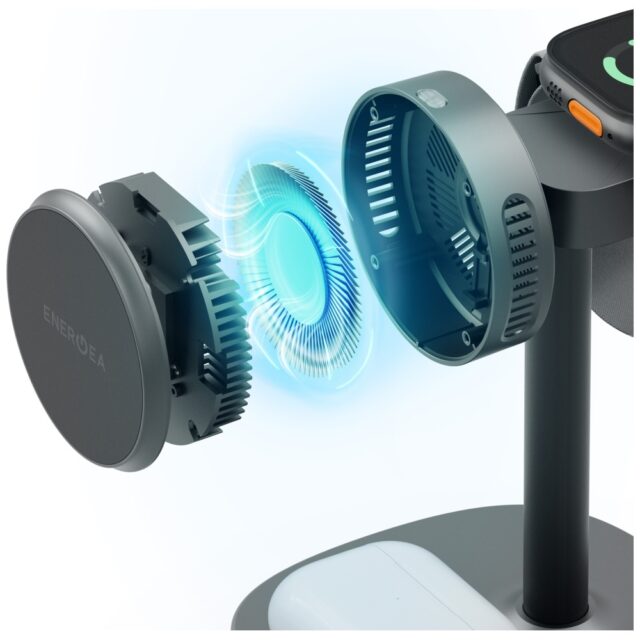 Charging station Energea MagArctic Stand 4in1 Qi2 with cooling and cable graphite - imagine 3