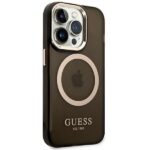 Guess GUHMP14XHTCMK iPhone 14 Pro Max 6,7" black hard case Gold Outline Translucent MagSafe - imagine 4