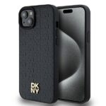 DKNY DKHMP15SPSHRPSK iPhone 15 / 14 / 13 6.1 inch black hardcase Leather Pattern Metal Logo MagSafe
