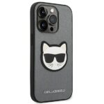 Karl Lagerfeld KLHCP14XSAPCHG iPhone 14 Pro Max 6,7" hardcase silver Saffiano Choupette Head - imagine 4