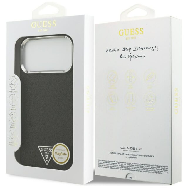 Case Guess Glitter Triangle Logo MagSafe for iPhone 17 Pro Max black - imagine 8