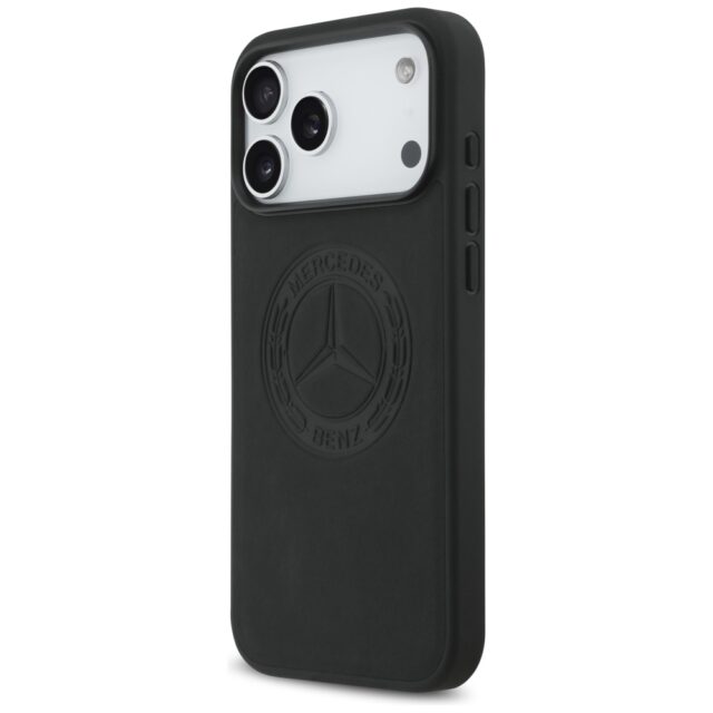 Mercedes Leather Vintage Logo MagSafe Case for iPhone 17 Pro Max Black - imagine 2