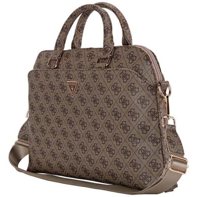 Bag Guess 4G Zipper Pocket Triangle Logo 15" brown - imagine 3