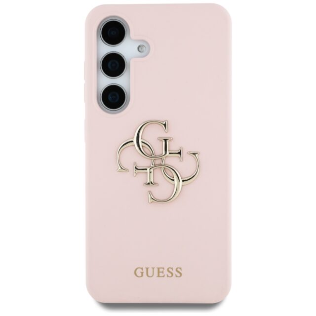Case Guess Silicone Big 4G Logo Bottom Script Samsung Galaxy S25 pink - imagine 3