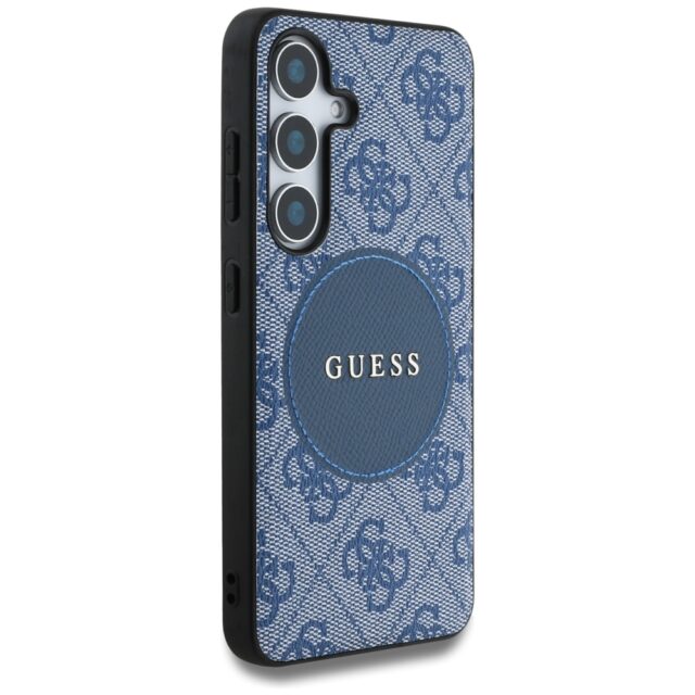Case Guess 4G Round Patch Classic Logo MagSafe to Samsung Galaxy S25 blue - imagine 4