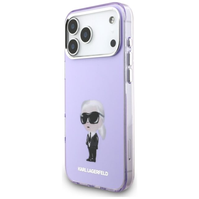 Karl Lagerfeld IML Aquarelle Karl & Choupette & Logo MagSafe Case for iPhone 17 Pro Max Purple - imagine 2