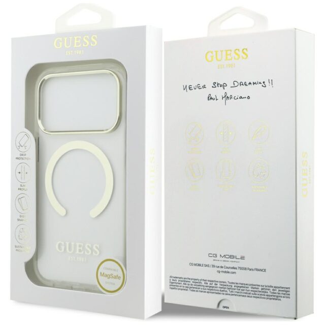 Guess Metal Outline MagSafe case for iPhone 17 Pro gold - imagine 8