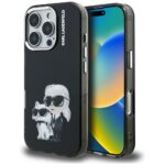 Case Karl Lagerfeld IML Aquarelle Karl   & Choupette & Logo for iPhone 16 Pro Max black