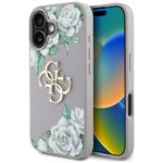 Case Guess Grained Roses Big 4G logo for iPhone 16 purple