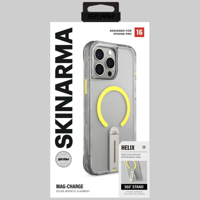Case Skinarma Helix for iPhone 16 Pro Magnetic Charging 360 Rotating Stand transparent - imagine 9