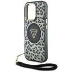 Case Guess HC IML Leopard Triangle Cord Strap for iPhone 16 Pro Max MagSafe black - imagine 5