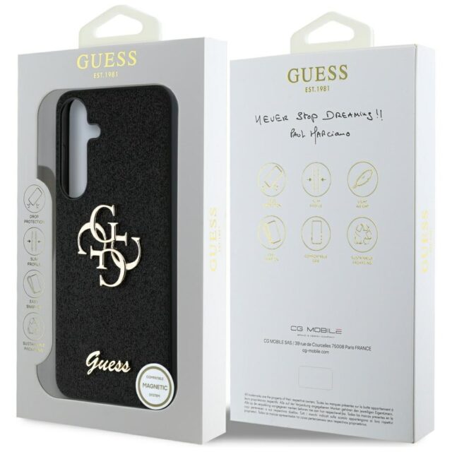 Case Guess Fixed Glitter Big 4G Metal Logo to Samsung Galaxy S25 black - imagine 8