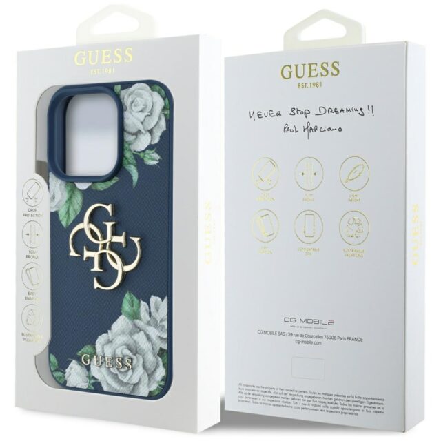 Case Guess Grained Roses Big 4G logo for iPhone 16 Pro Max blue - imagine 8