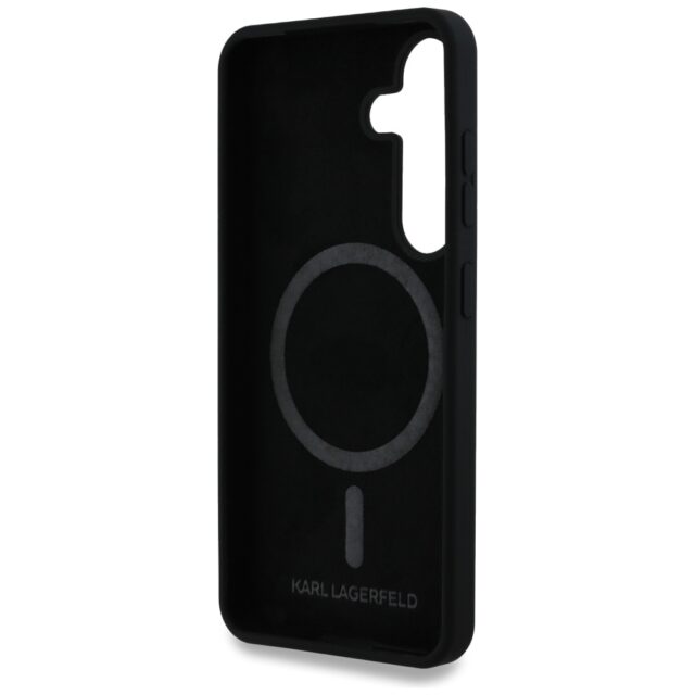 Case Karl Lagerfeld Silicone Double Heads And Circle MagSafe for Samsung Galaxy S25+ black - imagine 7