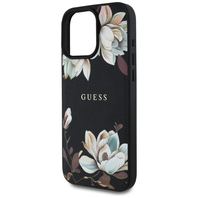 Case Guess Grained Printed Flower Pattern MagSafe for iPhone 16 Pro black - imagine 6