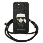 Karl Lagerfeld KLHCP13MCMNIPK iPhone 13/14/15 6,1" hardcase black Leather Monogram Patch and Cord Ic - imagine 2