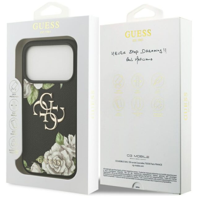 Case Guess Grained Roses & Big 4G Logo for iPhone 17 Pro black - imagine 8