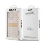 DKNY DKHCP15MPRTHSLP iPhone 15 Plus / 14 Plus 6.7 inch pink hardcase Leather Mono Stripe & Metal Log - imagine 8
