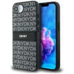 Case DKNY Repeat Texture Pattern with Tonal Stripe for iPhone 16e black