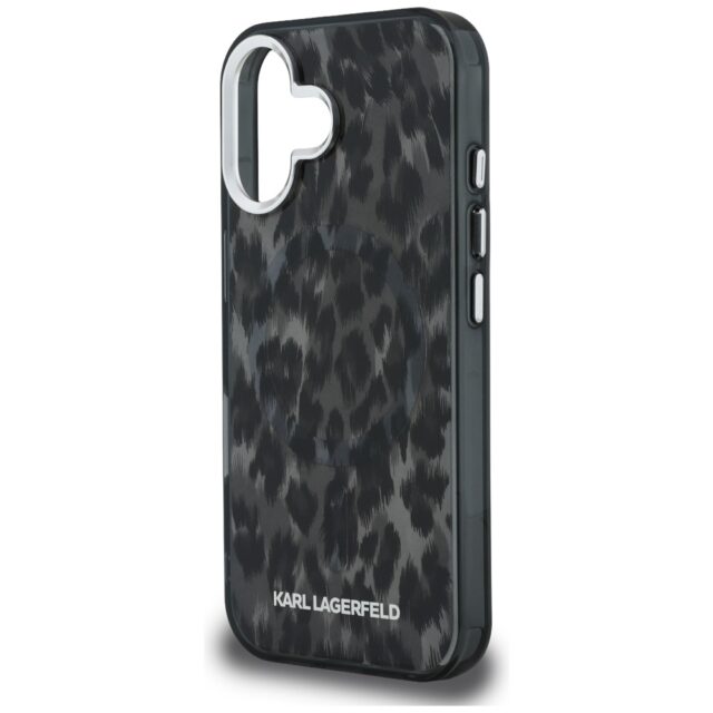 Case Karl Lagerfeld IML Leopard Pattern  MagSafe for iPhone 16 black - imagine 6